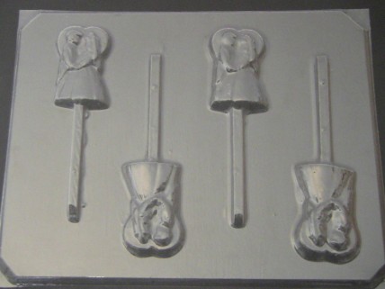 1006 Bride Groom Couple Heart Chocolate or Hard Candy Lollipop Mold